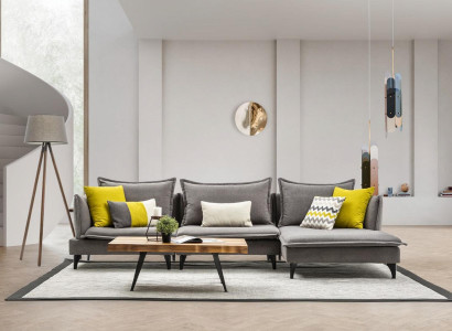 Gray Chesterfield Upholstered Sofa Sofa Corner sofa Suite Upholstery Luxury Corner Sofas